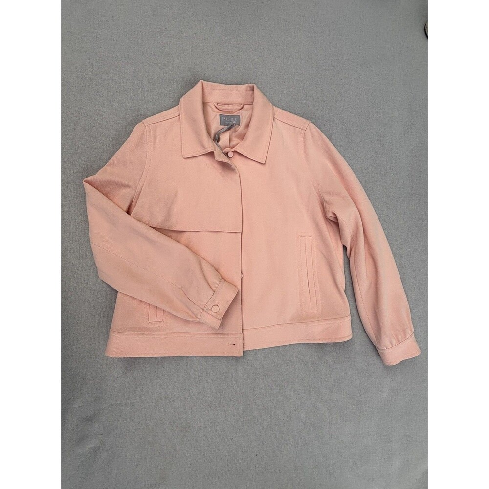 PURE Collection Womens Peach Blush Collared Long Sleeve Twill Jacket Size 8/10